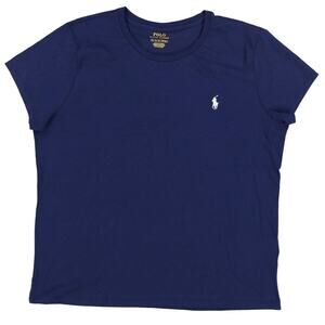POLO RALPH LAUREN WOMENS CREW NECK JERSEY T-SHIRT (X-SMALL, NAVY)